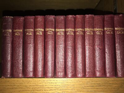 LEATHER Set;MINIATURE ORIGINAL SHAKESPEARE From The VICTORIAN ERA! 1892 Complete-image
