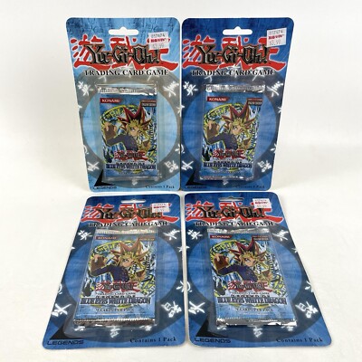 Yugioh LOB Unlimited Legend of Blue Eyes White Dragon Blister Pack SEALED LOT X4-image