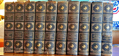 ROBERT LEWIS STEVENSON SET in leather and marble boards 10 volumes-image