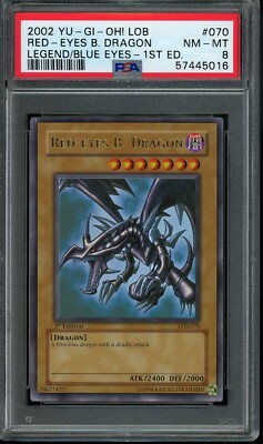 Red-Eyes B. Dragon 1st Edition LOB-070 - 2002 YuGiOh - PSA 8 - Glossy-image