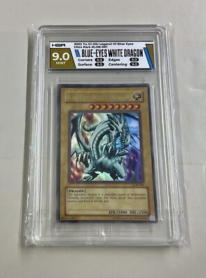 Blue Eyes White Dragon 2002 Yu-Gi-Oh LOB Legend of Blue Eyes #001 HGA 9-image