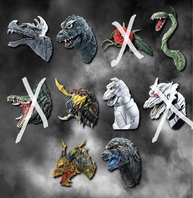 Ichibankuji Godzilla 70th E Prize Monster Head Magnet Set 7 Types Used-image