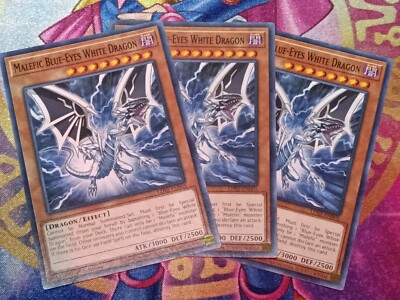 Yugioh! 3x Malefic Blue-Eyes White Dragon - LDS2-EN005 - Common - 1st Edition-image