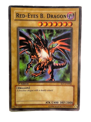YuGiOh Red-Eyes B. Dragon SDJ-EN002 1st Edition As Is-image