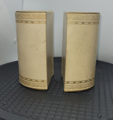 Vintage Art Deco Bookends Faux Leather Bound Gold Detailing Felt Bottom Set Of 2-image