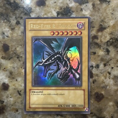 LP Yugioh Red-Eyes Black Dragon SDJ-001 Unlimited Edition Holo Rare Yu-Gi-Oh!-image