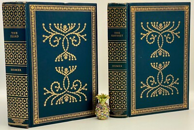 2V 1961 THE ILIAD ODYSSEY Homer Collectors VINTAGE Edition ILLUSTRATED 24K GOLD!-image