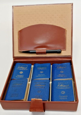 Langenscheidt Lilliput Dictionnaires Miniature Set in Leather Case 1930-image