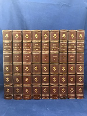 1816 BEN JONSON Complete Works RIVIERE SIGNED BINDINGS Leather Set ANTIQUE BOOKS-image