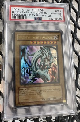 Yugioh Blue-Eyes White Dragon (LOB-001) 1st Edition US English PSA 8-image