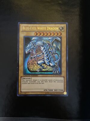 Vtg Yu-Gi-Oh! Konami TCG 1996 Blue-Eyes White Dragon Holo Limited Edition Card-image