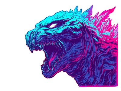 Cyber Kabuki Godzilla Vinyl Car Decal Sticker – Waterproof & UV-Resistant-image