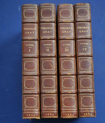 Rare 1884 4 Volume Set of The Works of Thomas Gray Leather Excellent Condition-image