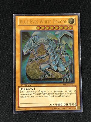YUGIOH BLUE EYES WHITE DRAGON YSKR-EN001 1ST ULTIMATE PLAYED/EDGE WEAR-image