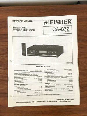 Fisher CA-872 Amplifier Service Manual *Original*-image
