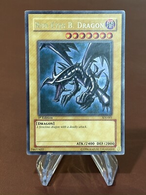 LP Yugioh Red-Eyes Black Dragon SDJ-001 1st Edition Holo Rare Yu-Gi-Oh!-image