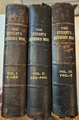 The Student's Reference Work Cyclopaedia 1905 3 Volume Set 3/4 Leather-image