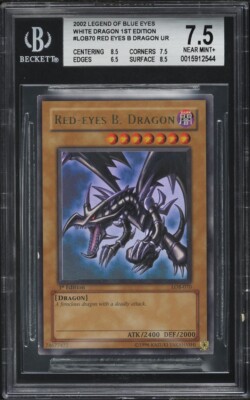 2002 Yu-Gi-Oh! Red-Eyes B. Black Dragon LOB-070 1st Edition English BGS 7.5-image