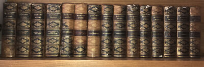 LEATHER Set; WORKS CHARLES DICKENS! ORIGINAL VICTORIAN BINDINGS! Water Damage-image
