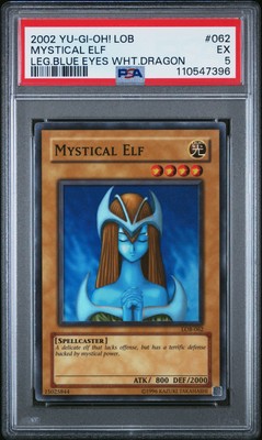 2002 YU-GI-OH! LOB-LEGEND OF BLUE EYES WHITE DRAGON #062 MYSTICAL ELF PSA 5-image