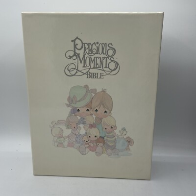 Vtg Precious Moments Bible Family Edition NKJV Red Letter Leather Gilded In Box-image