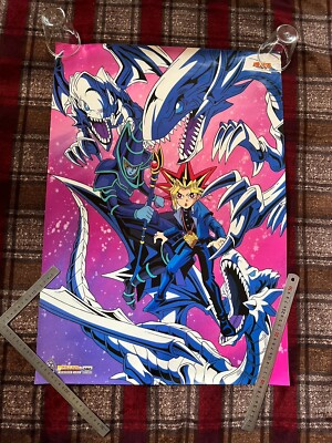 Yugioh Poster B2 Size Toei BANDAI Banpresto Vintage Rare Blue Eyes White Dragon-image