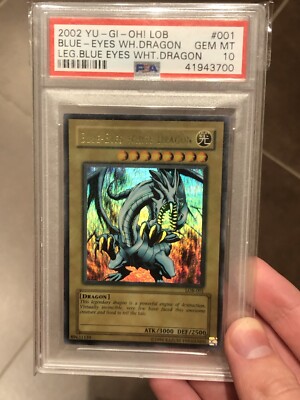 Yu-Gi-Oh! Blue-Eyes White Dragon Legend of Blue Eyes LOB-001 WAVY PSA 10-image