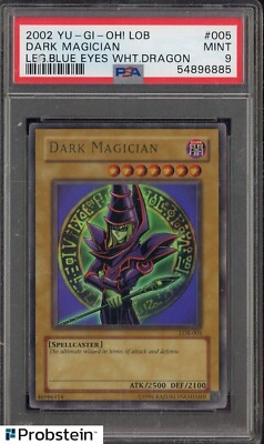 2002 Yu-Gi-Oh! LOB Leg. BLue Eyes White Dragon #005 Dark Magician PSA 9 MINT-image