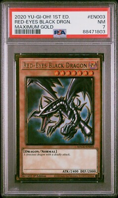 Yu-Gi-Oh! TCG Red-Eyes Black Dragon Maximum Gold MAGO-EN003 1st Edition PSA 7-image