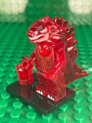 Custom PAD Printed Shogun Warriors LEGO GODZILLA (CLEAR RED VARIANT) MiniFig-image