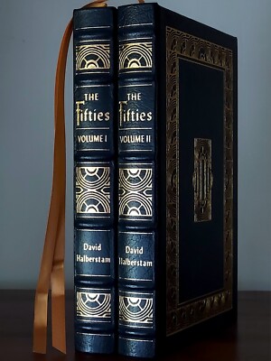 Easton Press The Fifties MINT David Halberstam Leather Americana Two Volume Set-image