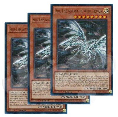 Yugioh Blue-Eyes Alternative Dragon x 3 - 1st Edition Ultra Rare NM - Free Holo-image