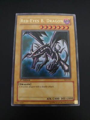 YUGIOH RED-EYES B. BLACK DRAGON ULTRA RARE 1ST LIGHT PLAY SDJ-001-image