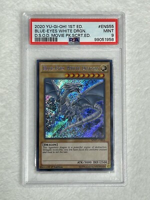 PSA 9 Mint Yugioh Blue Eyes White Dragon MVP1-ENS55 1st Edition Secret Rare-image
