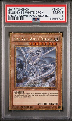 Yugioh PSA 8 NM-MT Blue-Eyes White Dragon MVP1-ENGV4 Movie Pack Gold Edition-image