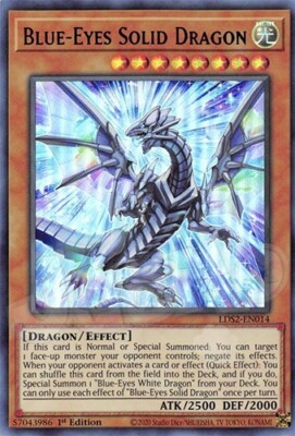 Yugioh - Blue-Eyes Solid Dragon - 1st Ultra Rare Blue - Free Holographic Card-image