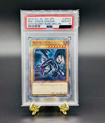 YuGiOh PSA 10 20CP-JPS03 20th Secret Rare Red Eyes Black Dragon Japanese-image