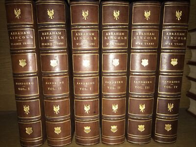 LEATHER Set; WORKS OF ABRAHAM LINCOLN! Very Good Complete Carl Sandburg-image