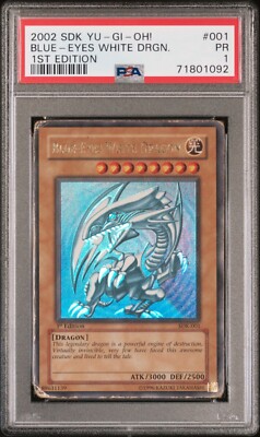 PSA 1 Blue-Eyes White Dragon SDK-001 1st Edition Yugioh! 2002 Kaiba *LOW POP*-image