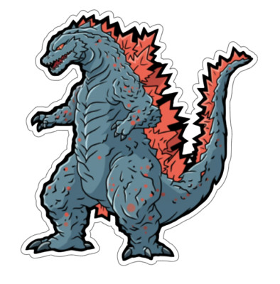 7x7cm 3pcs Godzilla Vinyl Stickers Laptop Mobile Phone Books Waterproof-image