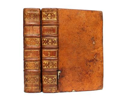 1801 The Book of Psalms Antique Bible in Latin & French Old Testament 2 Volumes-image