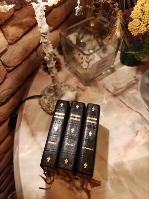 rare, Breviarium Romanum 3 vol set in orig.box /Leather Bound/ (1949, Marietti)-image