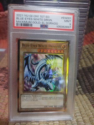 2021 YU-GI-OH! MAXIMUM GOLD: EL DORADO 1ST ED BLUE-EYES WHITE DRAGON PSA 9-image