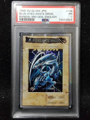 PSA 1 POOR 1998 /1999 Yu-Gi-Oh Bandai Blue-Eyes White Dragon English #118-image