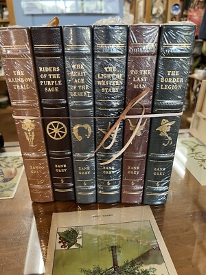 ZANE GRAY - Easton - Set of Six Leather Western Classics, (OP) (5) Sealed - Rare-image