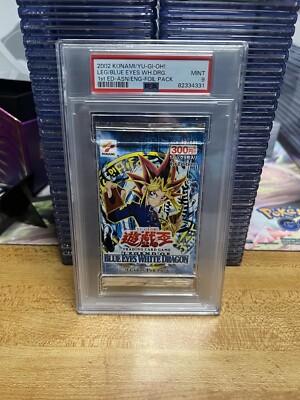 Yugioh Legend of Blue Eyes White Dragon Booster Pack 1st Edition A/E PSA 9-image