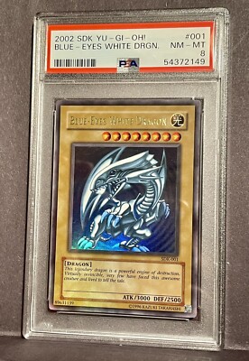 YUGIOH! PSA 8 2002 Blue-Eyes White Dragon SDK-001 Ultra Rare-image