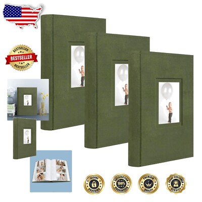 Luxurious Green Suede 3-Pack Photo Albums - Store Memorable Moments Stylishly-image