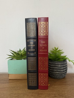 Easton Press~Homer 2v Set~The Iliad & The Odyssey Leather~Ribbon~Gold Gilding-image