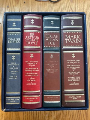 Classics of World Literature Dickens Conan Doyle Poe Twain.  Set of4 Chatham-image